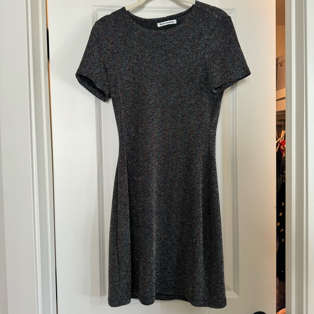 Reformation Amina Dress in rainbow sparkle
